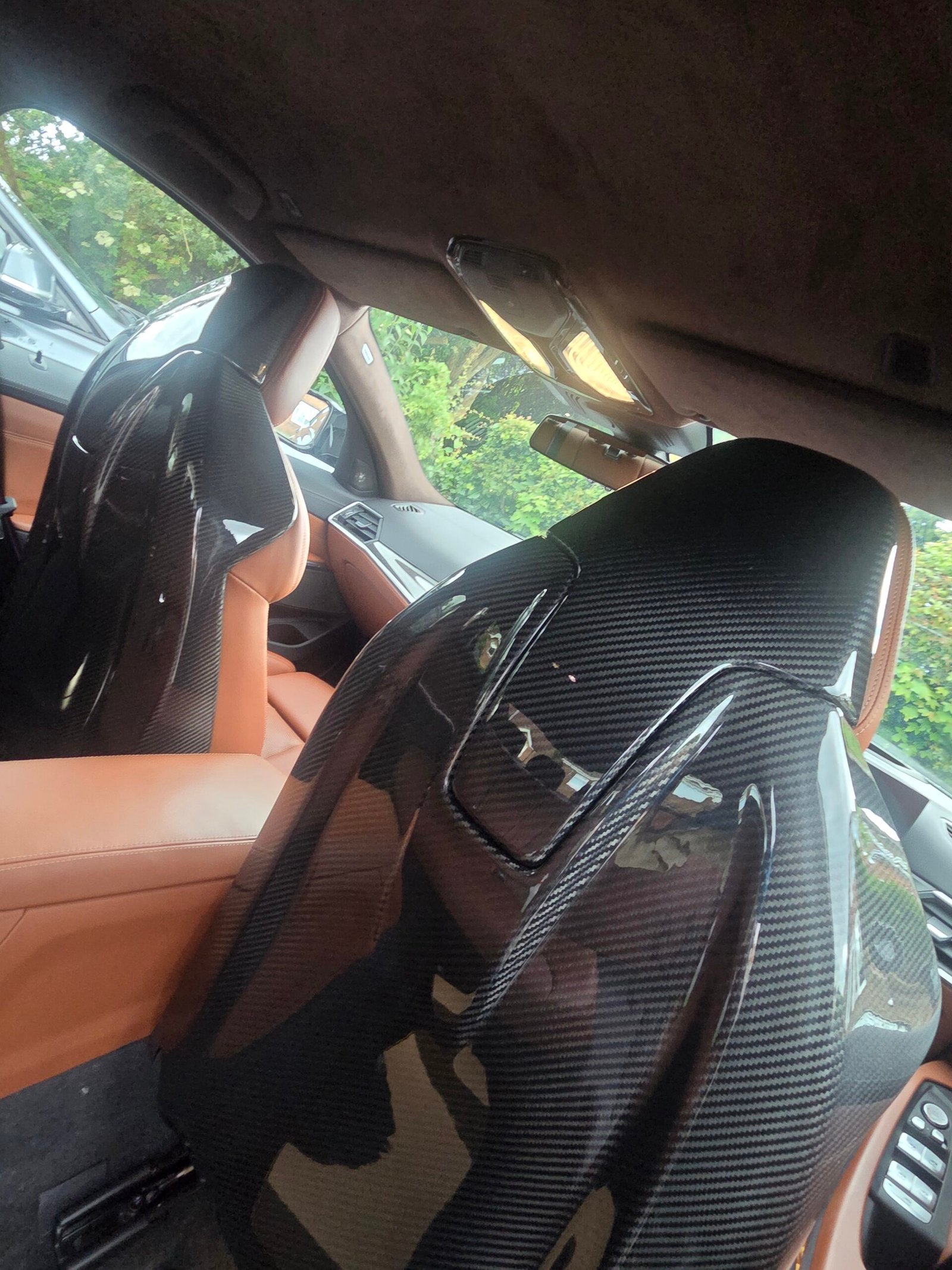 BMW GXX/F9X FULL CARBON FIBRE SEATS BACKS 4 PC WITH SEPARATE HEADREST